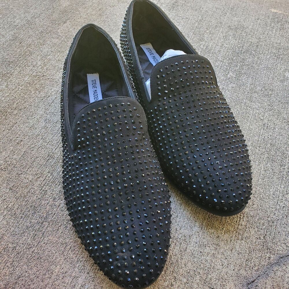 Steve Madden men's Dazzlee black studded Loafer formal shoes size 12